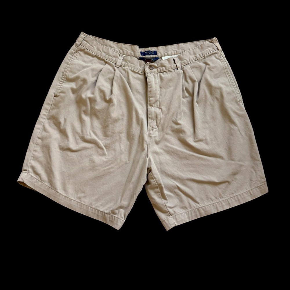 90's Chaps Ralph Lauren Khaki Pleated Cotton Chino Shorts Tan Size 38